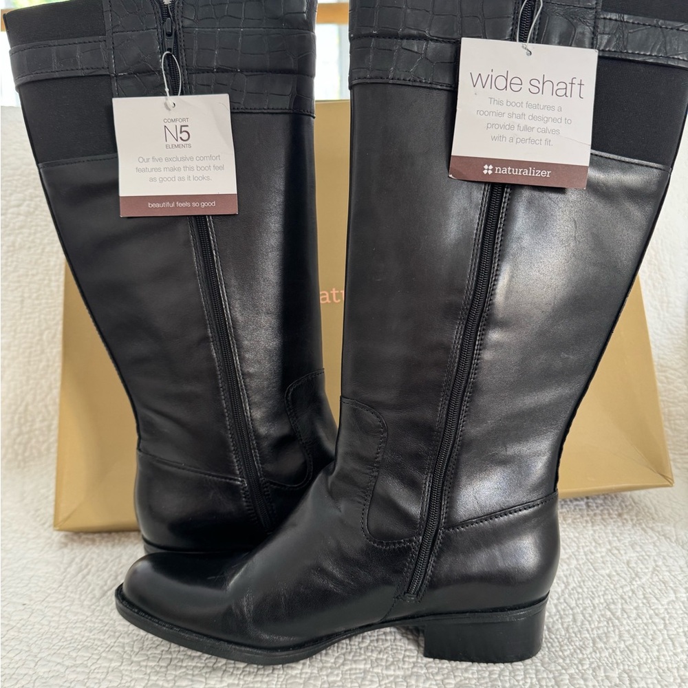 NWT Naturalizer Wide Shaft Black Over the Knee Boots